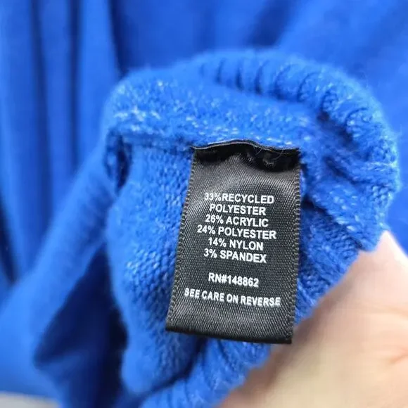 Torrid Sweater Womens 3 3X Blue Vegan Cashmere Surplice V Plunge Faux Wrap - Picture 10 of 13